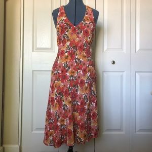 Ann Taylor LOFT Pink Floral Halter Dress